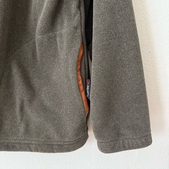 Vintage Orvis Men's Size Large Grey Pullover Soft Leather Trim Jacket Coat USA - Picture 3 of 8